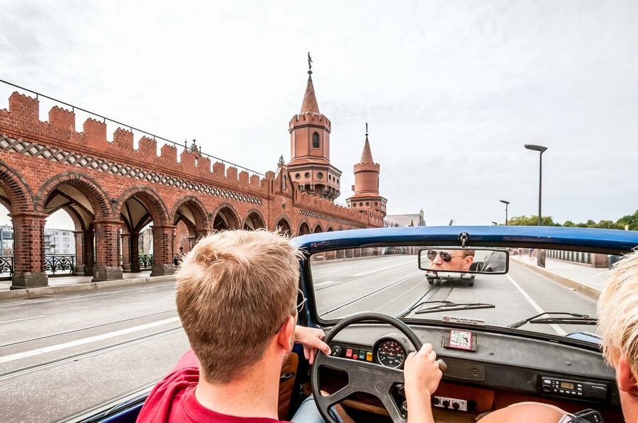 Berlin: 75-minute Trabi Safari - Learning the controls before the convoy rolls out