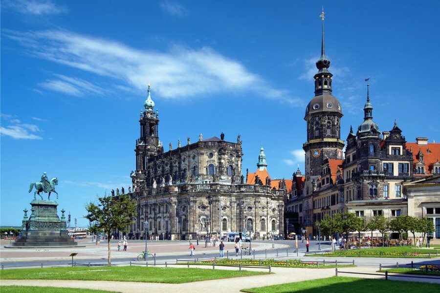 Dresden: Old Town Scavenger Hunt for Children - Augustus Bridge and the Catholic Court Church