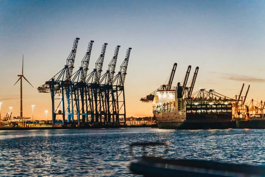 Hamburg: 1.5h Grand Harbor Evening Lights Cruise - Elbe beach and the fish market
