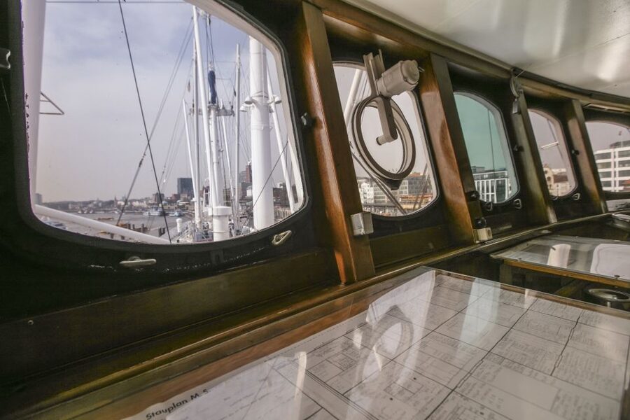 Hamburg: Entrance to the Museum Ship Cap San Diego - A cargo ship with a real working life